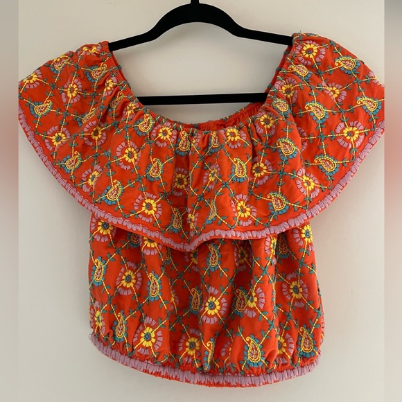 TOPSHOP Embroidered Off The Shoulder Top - Picture 2 of 3